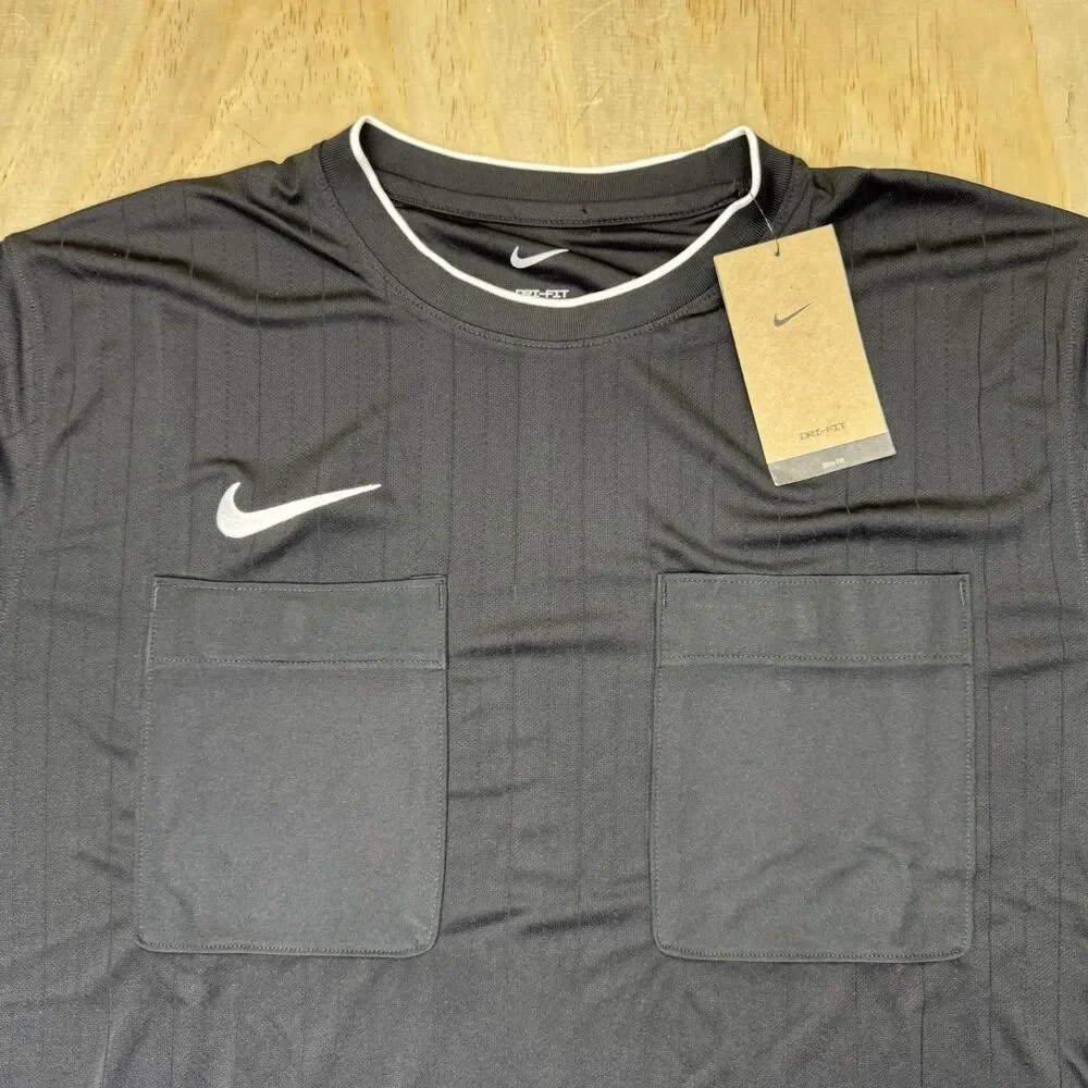 NEW Nike Dri-FIT Soccer Referee Jersey Shirt SLIM Fit Black 2XL Mens DH8027-010 - Picture 5 of 14